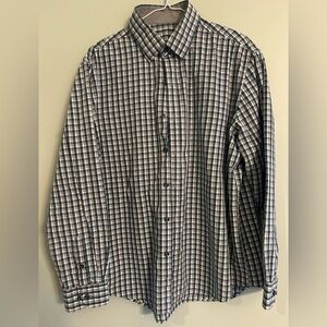 Tasso Elba Navy/Teal Plaid Shirt